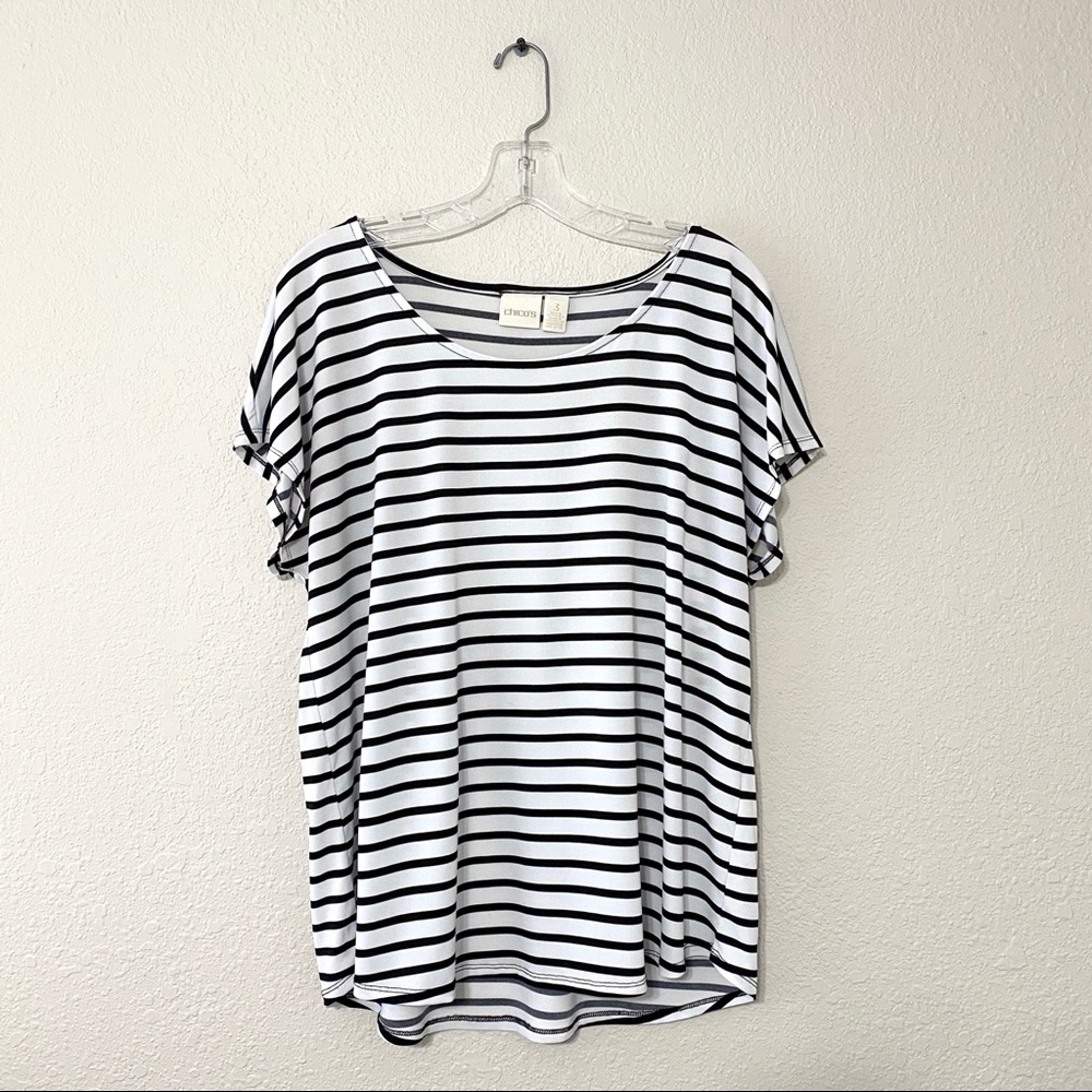 Chico’s Striped Short Sleeve Top Size 3 or XL